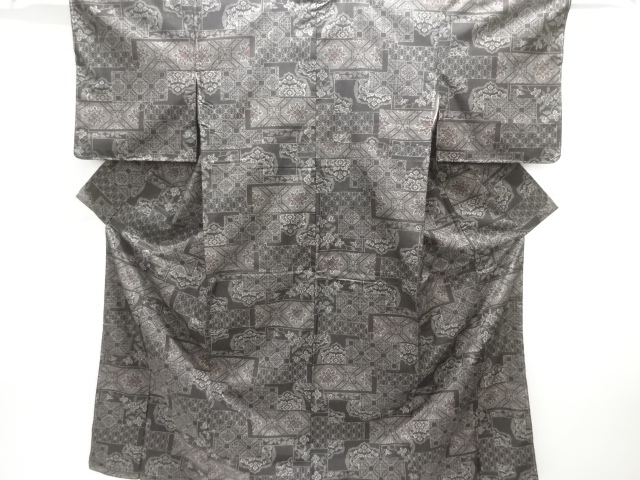 JAPANESE KIMONO / DORO OSHIMA TSUMUGI / UNUSED / WOVEN SHIKISHI PATTERN / 5MARUKI